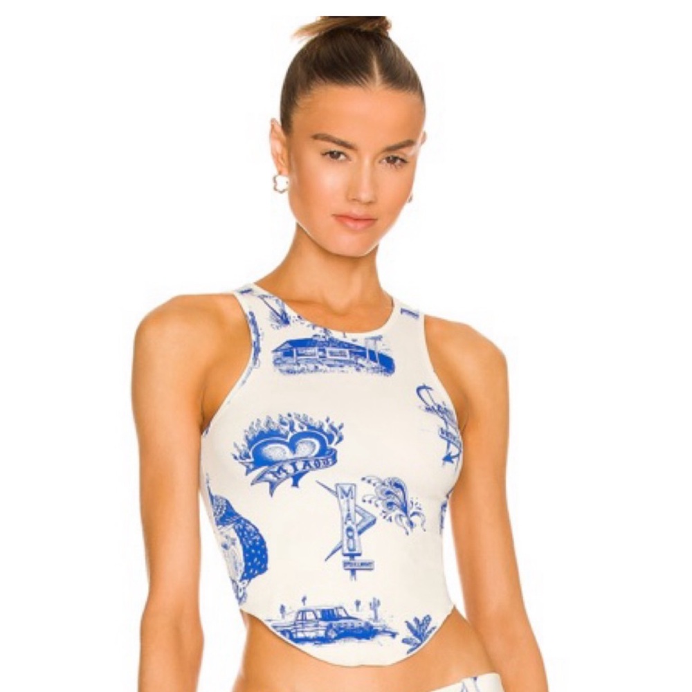 Miaou Blue and White Tank Top